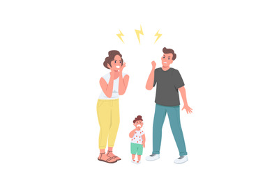 Arguing parents flat color vector faceless characters