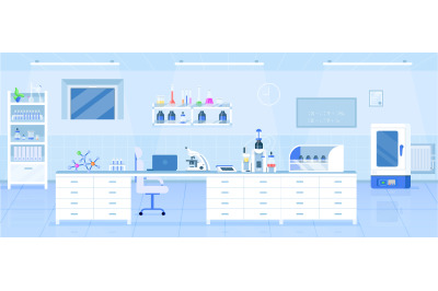 Chemistry laboratory flat color vector illustration