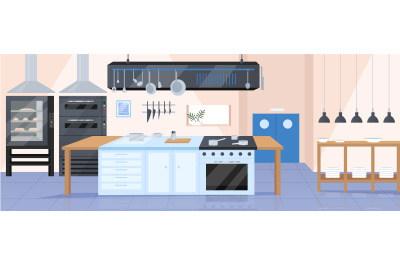 Modern kitchen flat color vector illustration