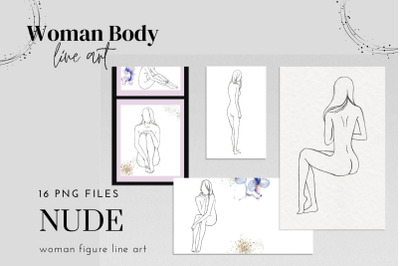 Woman Nude Line Drawing Clipart, Female Line Drawing Illustrations