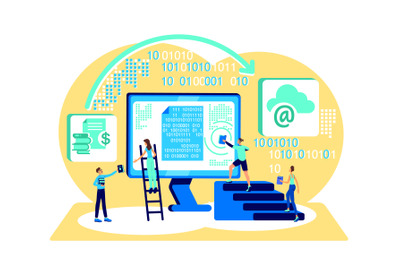 Data cloud storage flat concept vector illustration