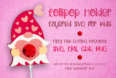 Gnome Lollipop Holder - Valentines Template SVG