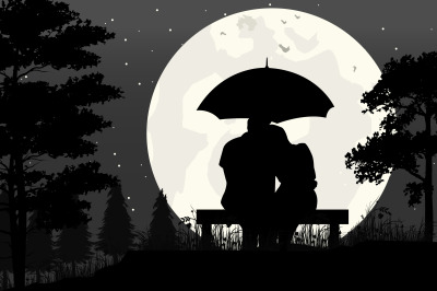 silhouette of couple in love, simple vector illustration