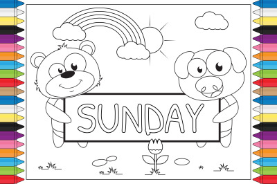 coloring name of day for kids