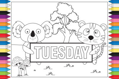 coloring name of day for kids