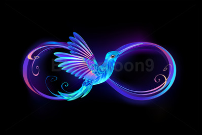 Infinity Symbol with Glowing Hummingbird