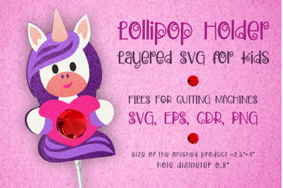 Unicorn Lollipop Holder - Valentines Template SVG