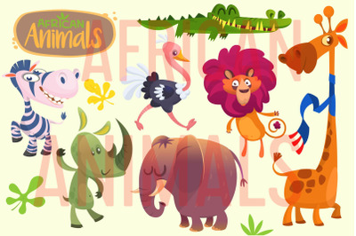 Cartoon African Animals Set