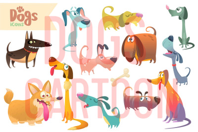 Cartoon dogs set. Vector illustrations
