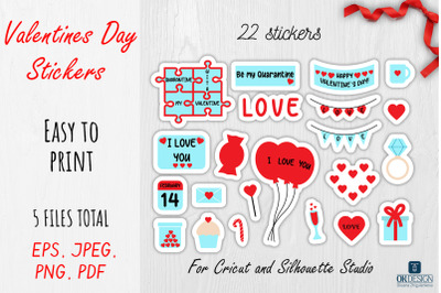 Valentines Day Cut Stickers. 22 design.