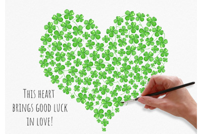 Green clover heart clipart. St. Patricks Day