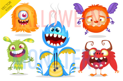 Cartoon monsters set. Vector illustrations