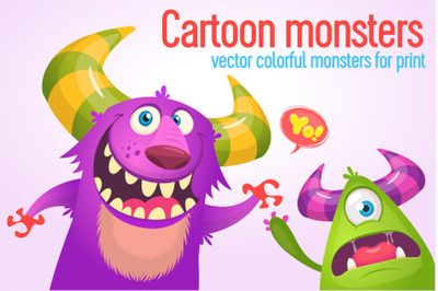 Cartoon monsters. Vector set.
