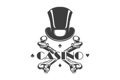 Casino Emblem with Cylinder Hat and Bones