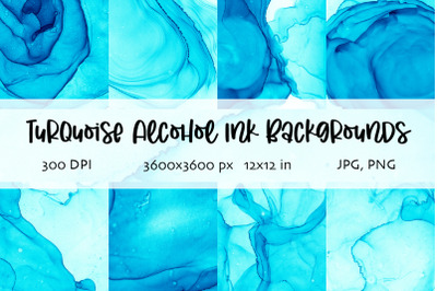 Digital paper pack Turquoise Alcohol ink backgrounds