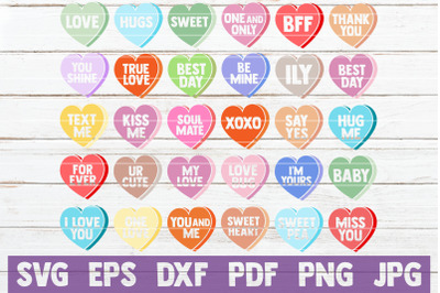 Valentine&#039;s Day Conversation Hearts SVG Bundle