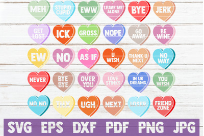 Anti Valentine&#039;s Day Conversation Hearts SVG Bundle