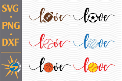 Love Sport Ball SVG, PNG, DXF Digital Files Include