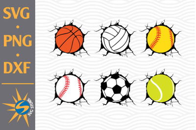 Breaking Wall Sportball SVG, PNG, DXF Digital Files Include