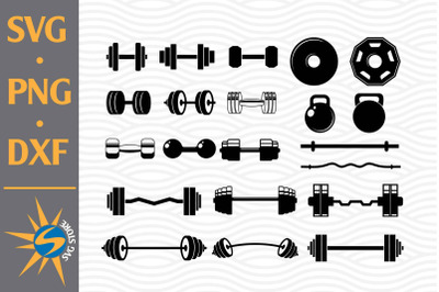 Barbell Silhouette SVG&2C; PNG&2C; DXF Digital Files Include