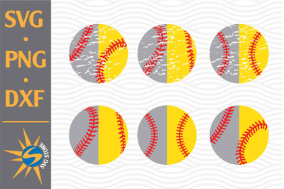 Half Baseball Softball SVG&2C; PNG&2C; DXF Digital Files Include