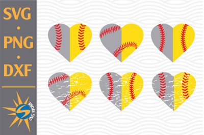 Half Heart Baseball Softball SVG&2C; PNG&2C; DXF Digital Files Include