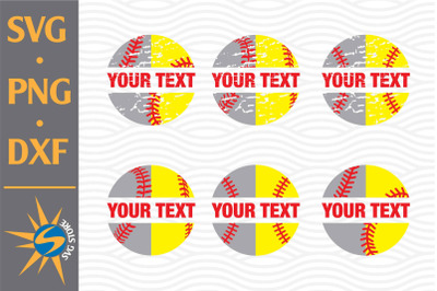 Split Baseball Softball SVG, PNG, DXF Digital Files Include