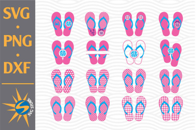 Summer Flip Flops Monogram SVG&2C; PNG&2C; DXF Digital Files Include