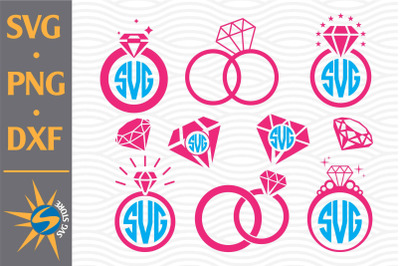 Ring Diamond Monogram SVG, PNG, DXF Digital Files Include