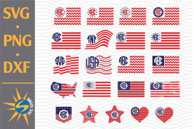 American Flag Monogram SVG&2C; PNG&2C; DXF Digital Files Include