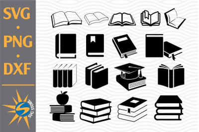 Book Silhouette SVG&2C; PNG&2C; DXF Digital Files Include