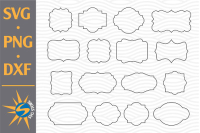 Label Outline SVG, PNG, DXF Digital Files Include