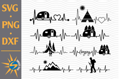 Camping Heartbeat SVG, PNG, DXF Digital Files Include