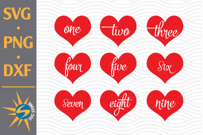 Heart With Number SVG&2C; PNG&2C; DXF Digital Files Include