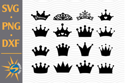 Princess Crown Silhouette SVG, PNG, DXF Digital Files Include