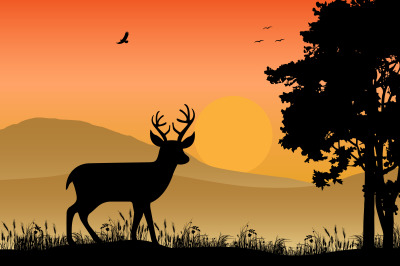 deer silhouette, simple vector illustration design