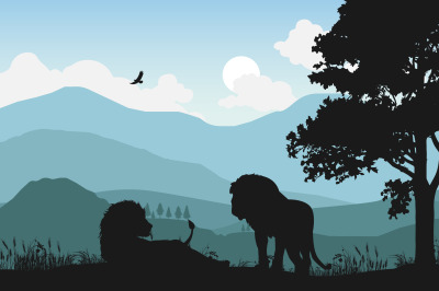 Lion silhouette&2C; simple vector illustration