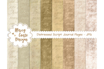 Distressed Script Digital Papers for journals &amp; scrapbooks