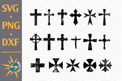 Distressed Cross Silhouette SVG&2C; PNG&2C; DXF Digital Files Include