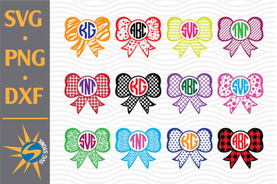 Bow Pattern Monogram SVG&2C; PNG&2C; DXF Digital Files Include