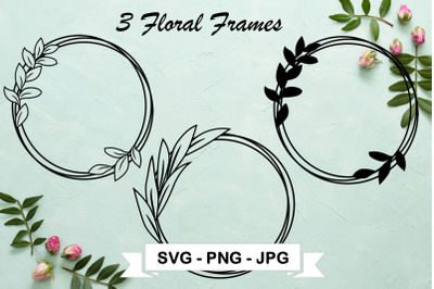 Leaf Circle SVG Cut File, Floral Frame Clipart, Leaf Wreath