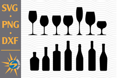 Wine Silhouette SVG&2C; PNG&2C; DXF Digital Files Include