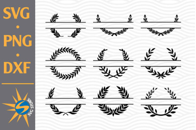 Split Laurel Wreath SVG, PNG, DXF Digital Files Include