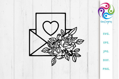 Floral Envelope Valentine SVG