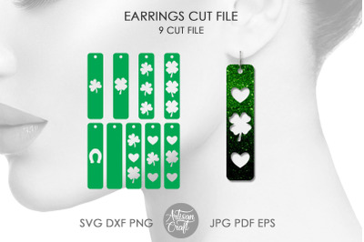 St Patrick&#039;s day earrings SVG, Bar earrings