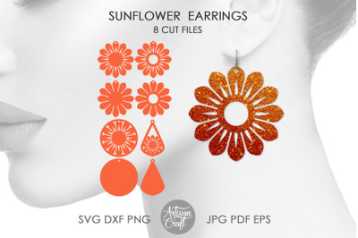 Sunflower Earring Template, SVG