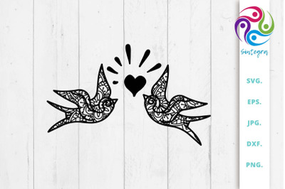 Zen Tangle Valentine Bird Svg File