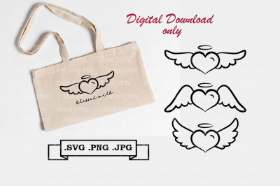 Angel Heart SVG - Heart Clipart - Valentine Day SVG