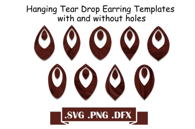 Hanging Tear Drop Earring SVG Templates