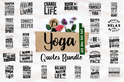 Yoga Quotes SVG Bundle, Craft Designs Collection Cut File